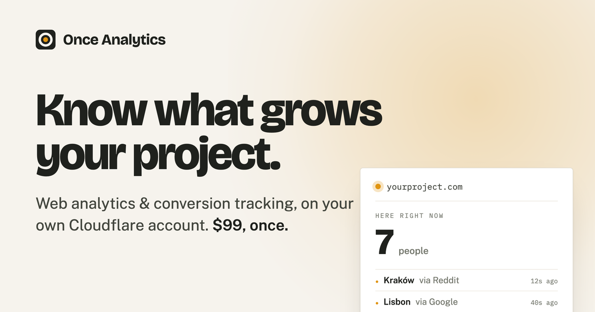 Privacy friendly, one-time payment web analytics on your Cloudflare account.