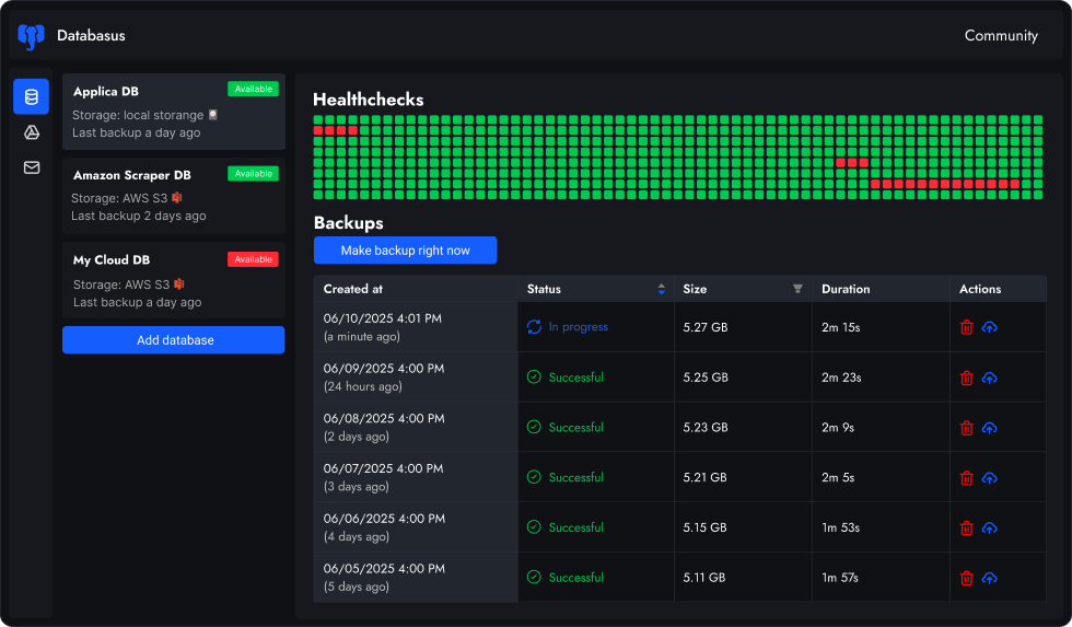 PostgreSQL backup tool (with MySQL and MongoDB support)