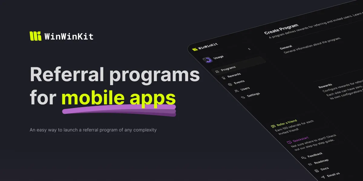 Referral programs for mobile apps